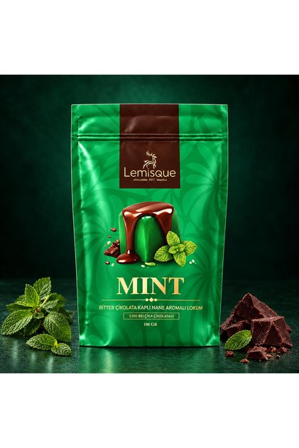 Dark Chocolate Covered Mint Flavored Turkish Delight 100 Gr