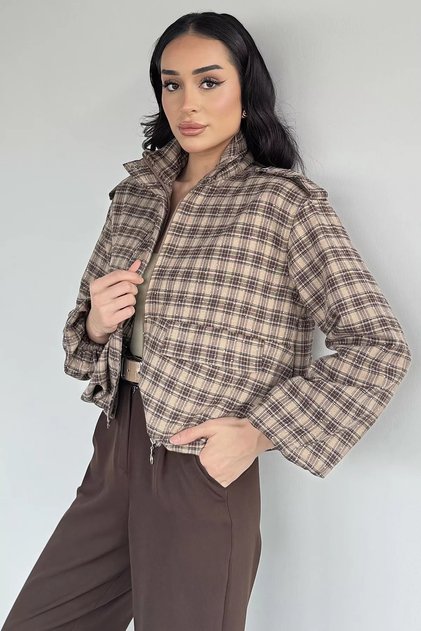 Gülseli Plaid Patterned Seasonal Jacket
