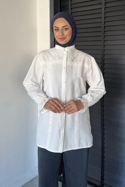 Lace Collared Hijab Shirt