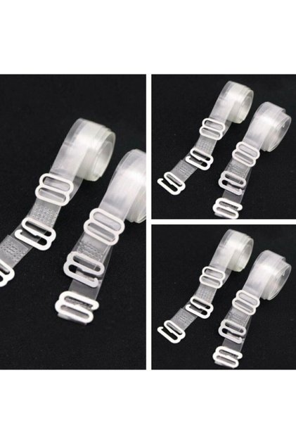 3 Pairs of Bra Transparent Straps with Metal Tips