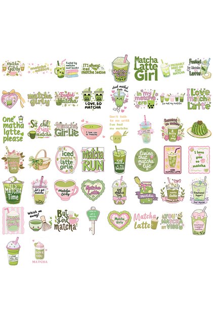 50pcs 50pcs Matcha Girl Stickers For Laptop, Cute Aesthetic Stickers For Hydroflask, Skateboard, Wat