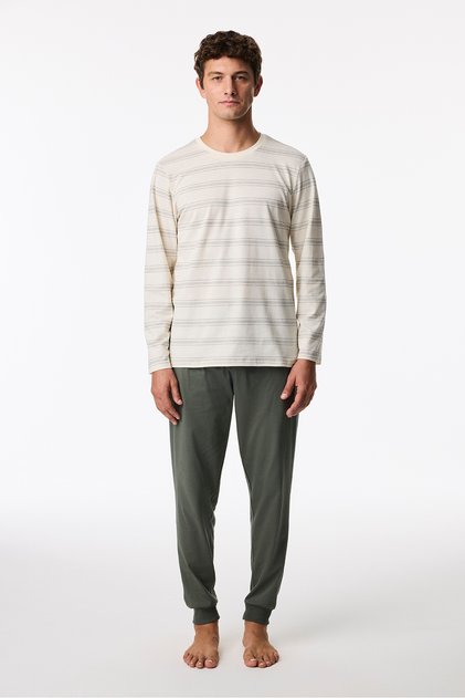 Men's Moss Striped Long Sleeve Jogger Pajama Set