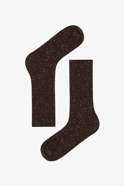 Kahverengi Erkek Ribbed Soket Çorap