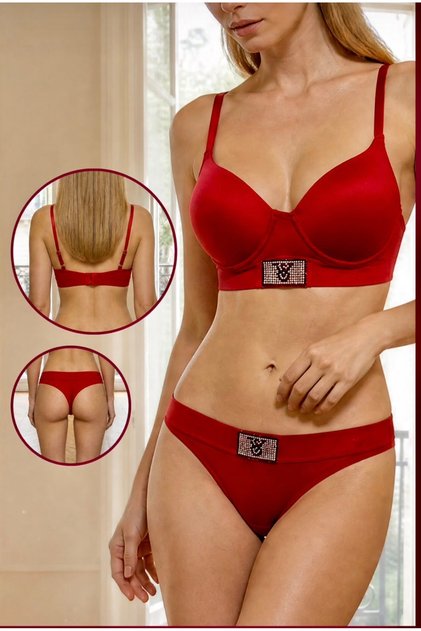 Push-Up Support Stone-Encrusted Vs Bra Set Bottom Top Set