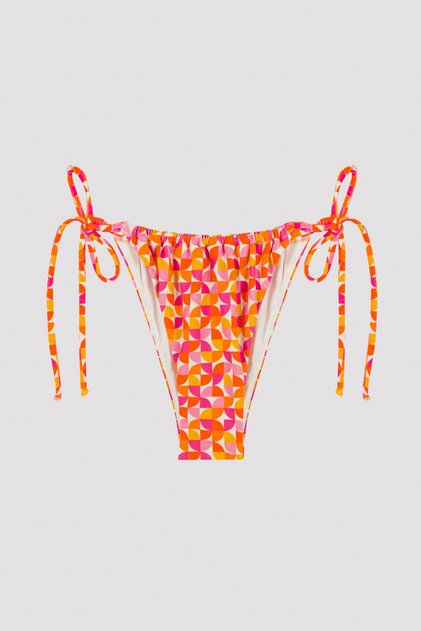 Multi-Colored Patterned Retro Tie-Up Bikini Bottom