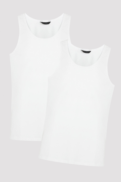 Men's White Thick Strap 2-Piece Undershirt