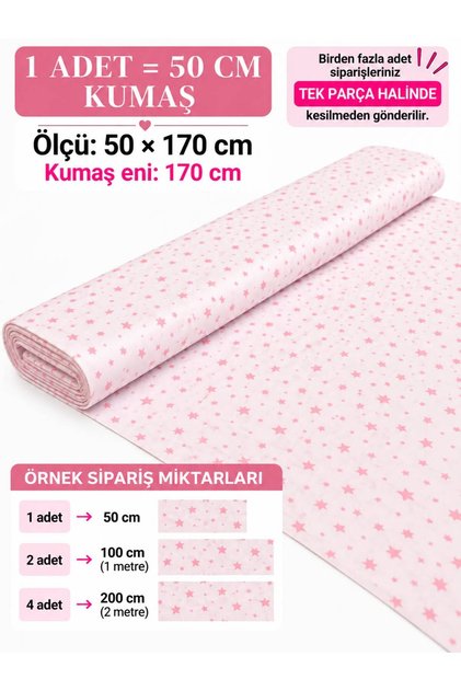 100% Cotton Patterned Poplin Fabric - Star Pattern - (50X170)