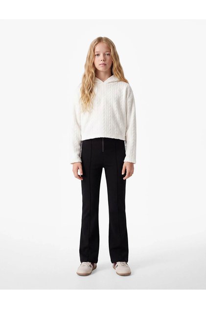 Slim Fit Basic Black Girls' Trousers 7WKG40028AK