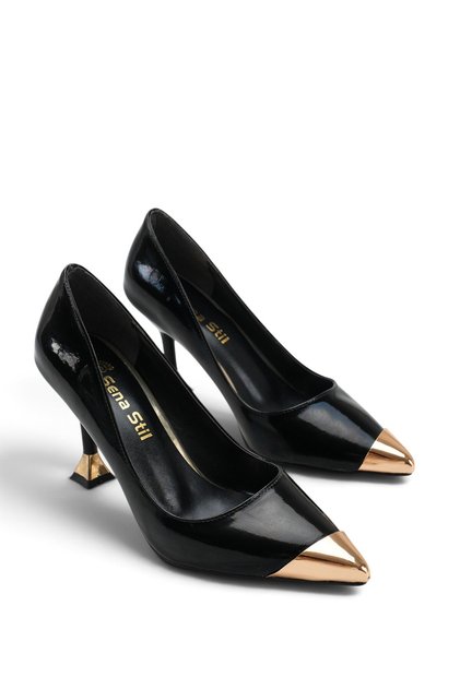 Amor Patent Leather Slim Gold Toe Detail Custom Design 7.5 cm Heel Elegant Women's Stiletto