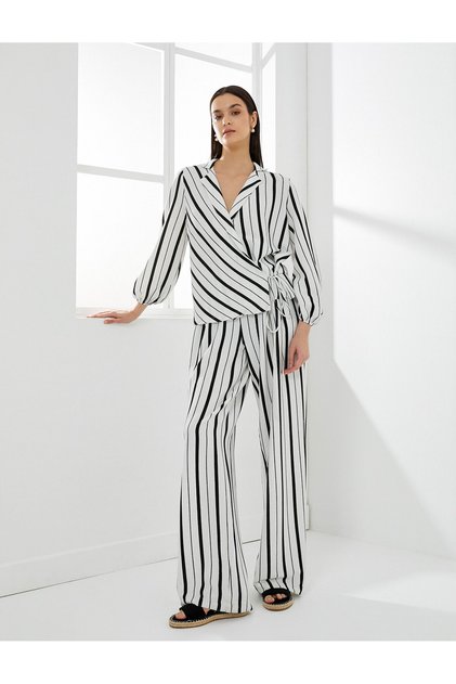 Wide Leg Pants High Waist Relaxed Cut Textured