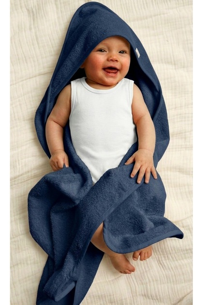 Outlet-100% Cotton Girls-Boys Newborn-Baby Bath Towel Swaddle Plain/Navy Blue