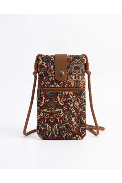 Women's Phone Bag with Ethnic Pattern and Buckle 3
