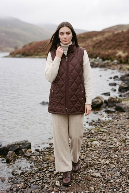 Women's Brown Short Quilted Vest