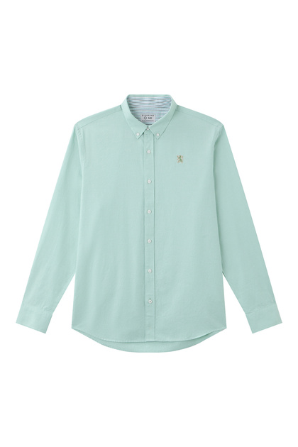 Men Slim Cotton Embroidered Oxford Shirt