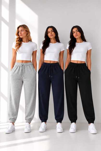 3-Piece Set: Almira Elastic-Waist Sweatpants