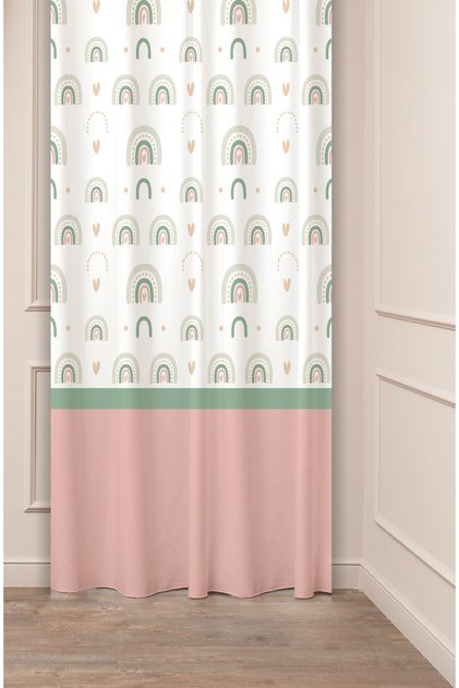 Special Design Rainbow Star Cloud Patterned Digital Printed (Single Wing) Children's Room Bohemian Background Curtain
