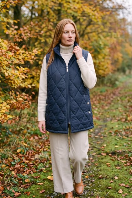 Women's Navy Blue Short Quilted Vest