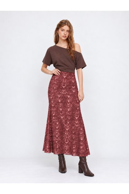 Printed High Waist Midi Tü Tulle Tek