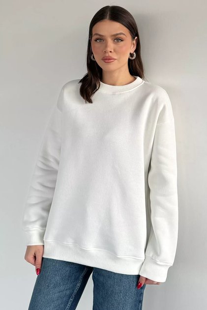 Women's Three Thread Ribbed Crew Neck Sweatshirt