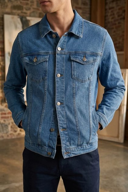 Men's Front Buttoned Jean Jacket