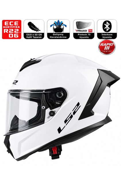 LS2FF820 Rapid III 820-03 Motor Kaskı Parlak Beyaz