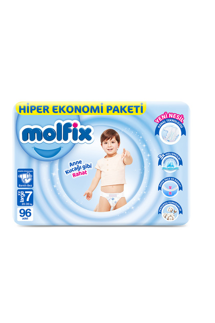 Bebek Bezi 7 Beden XXL Hiper Ekonomi Paketi 96 Adet