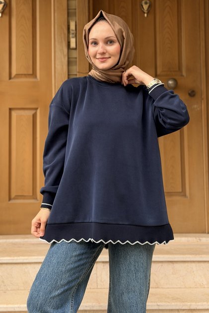 Crochet Knitwear Glittery Slice Detailed Oversize Tunic