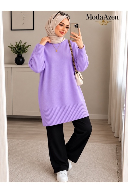 Lila Crew Neck Oversize Women's Knitwear Tunic