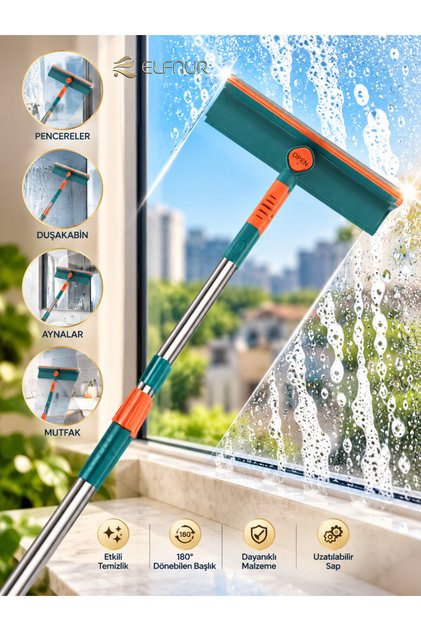 Glass Wiping Tool Telescopic Bidirectional Practical 180 Degree Rotating Window Glass Cleaner Squeegee