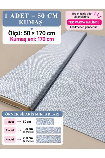 100% Cotton Patterned Poplin Fabric - Floral - (50×170cm)