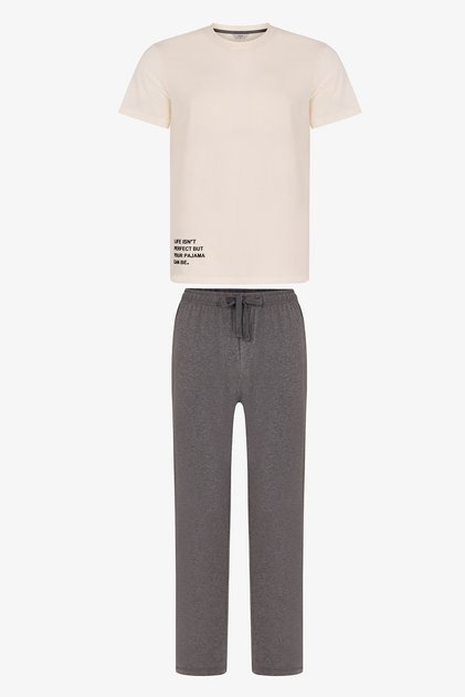 Erkek Text Mode Pantolon Kısa Kollu Pijama Takımı