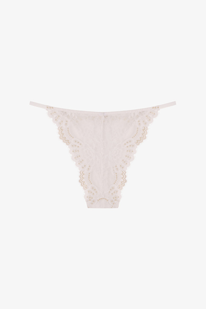 Kırık Beyaz Lacy Slip Külot