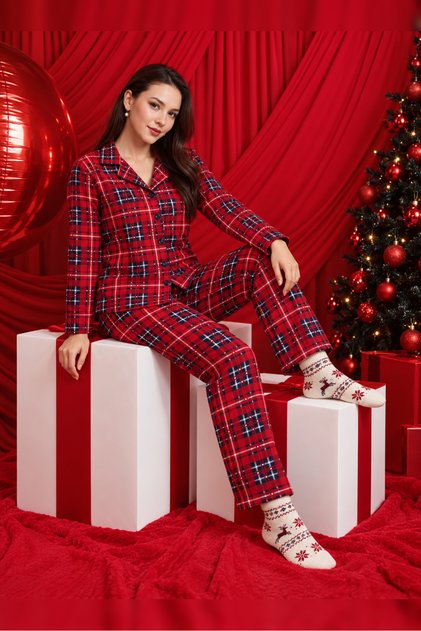 Σετ πιτζάμας - Κόκκινο - Μακρύ