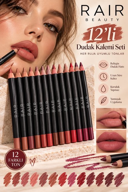12 Nude Ton Dudak Kalemi Yumuşak Sürümlü