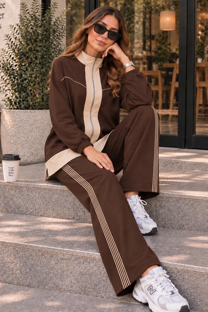 Basic Zippered Suit N8320 Brown
