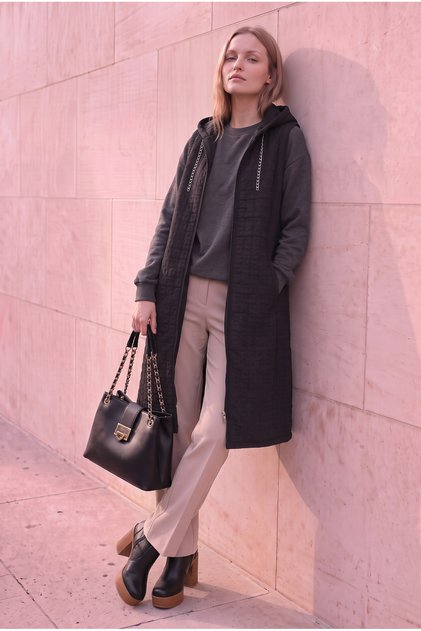 Quilted Hooded Long Women's Vest