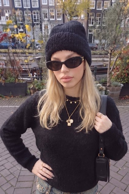 Premium Black Plush-Textured Beanie