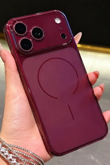 (Burgundy) iPhone 17 Pro Max / 18 Pro Max Compatible Camera-Protrusion Protective Soft Frosted Clear Silicone Phone Case Cover