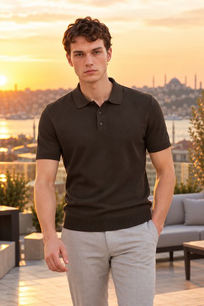 Premium Men's Knitwear Polo Neck T-Shirt Giuliano