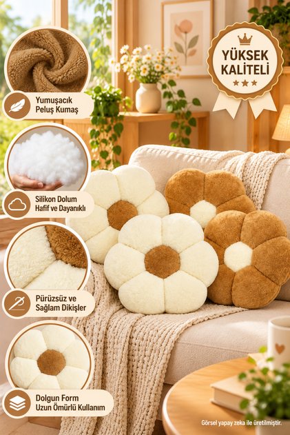 4-Piece Daisy Plush Pillow Set – Cute Decorative Throw Pillow Set