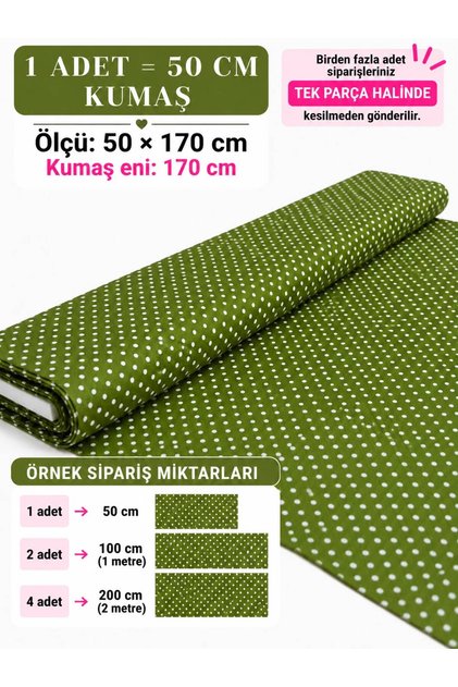 100% Cotton Patterned Poplin Fabric - Polka Dots - (50X170)