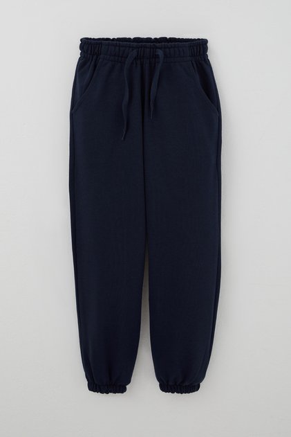 Boy's Sweatpants with Lacing Accessories and Pockets, Solid Color, 4-7 Years Old, Navy Blue
