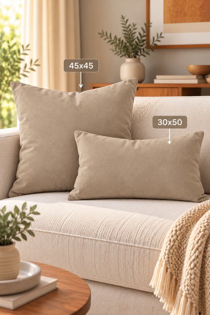 Single Velvet Textured Throw Pillow Cover Beige