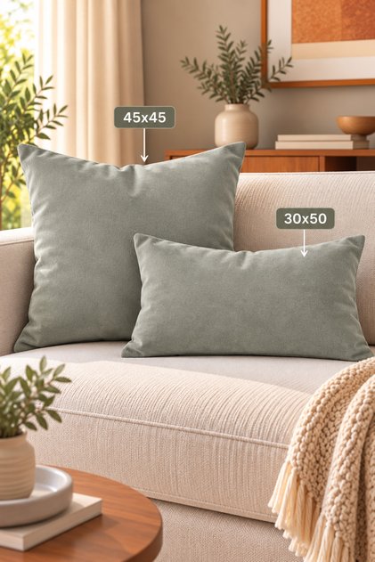 Single Velvet Textured Throw Pillow Cover Stone