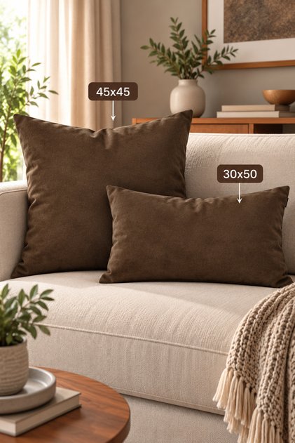 Single Velvet Textured Throw Pillow Cover Light Brown