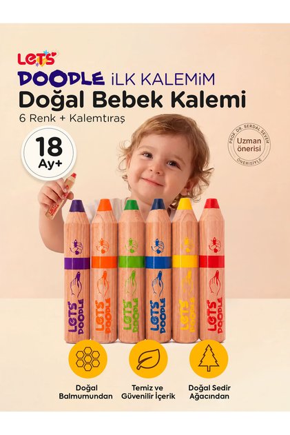 Doodle Bebek İlk Kalem 6'lı - Minik Eller İçin Doğal İçerik