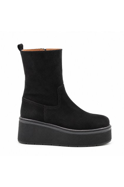Suede Black Flatform Women's Boots