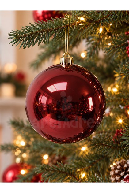 Yılbaşı Topu Çam Ağacı Süsü Bordo 15 cm