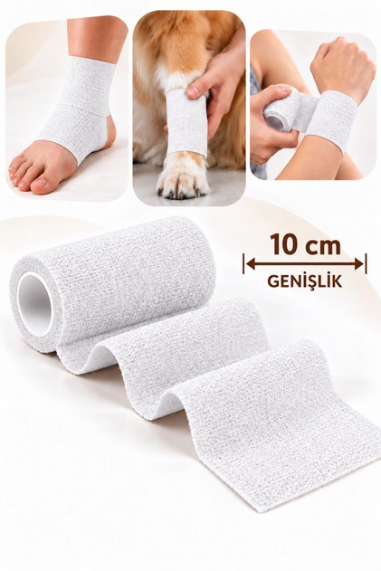 Koban Bandage - Sports Bandage - Self-Adhesive Bandage - Coban Bandage - Tattoo Machine Grip Bandage - Elastic Wrap Bandage - Pet Wrap Bandage Koban 10Cmx4.5 M. (White)