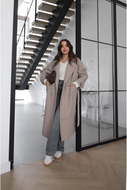 Stone Color Tokyo Belted Cashmere Coat